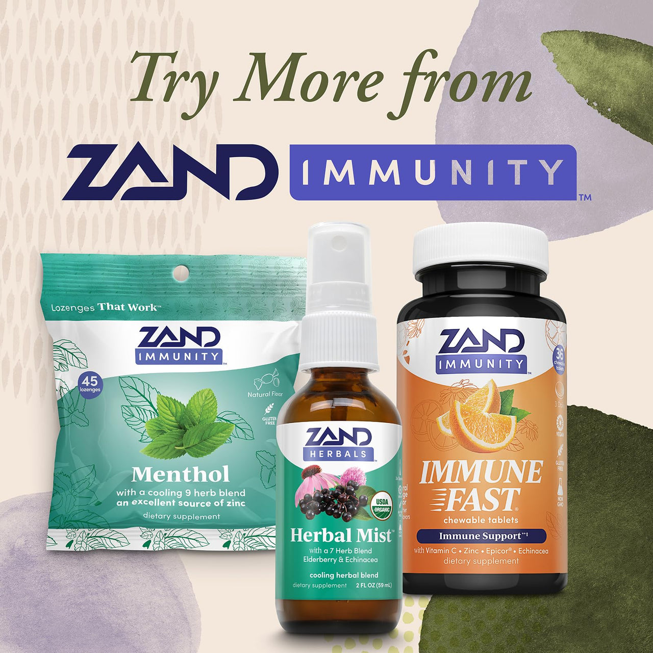 Zand Immune Fast Zesty Orange Chews | Boosts Immune Response & Cell Activity w/EpiCor*, Echinacea, 30 Tablets, 10 Serv.