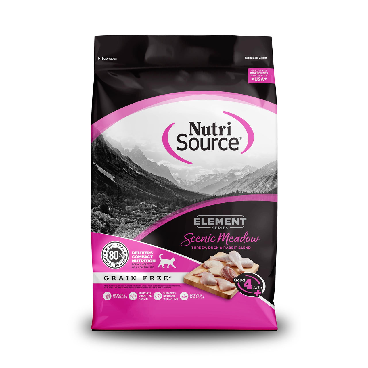 NutriSource Element Series Scenic Meadow Dry Cat Food, Turkey, Duck & Rabbit, 4LB