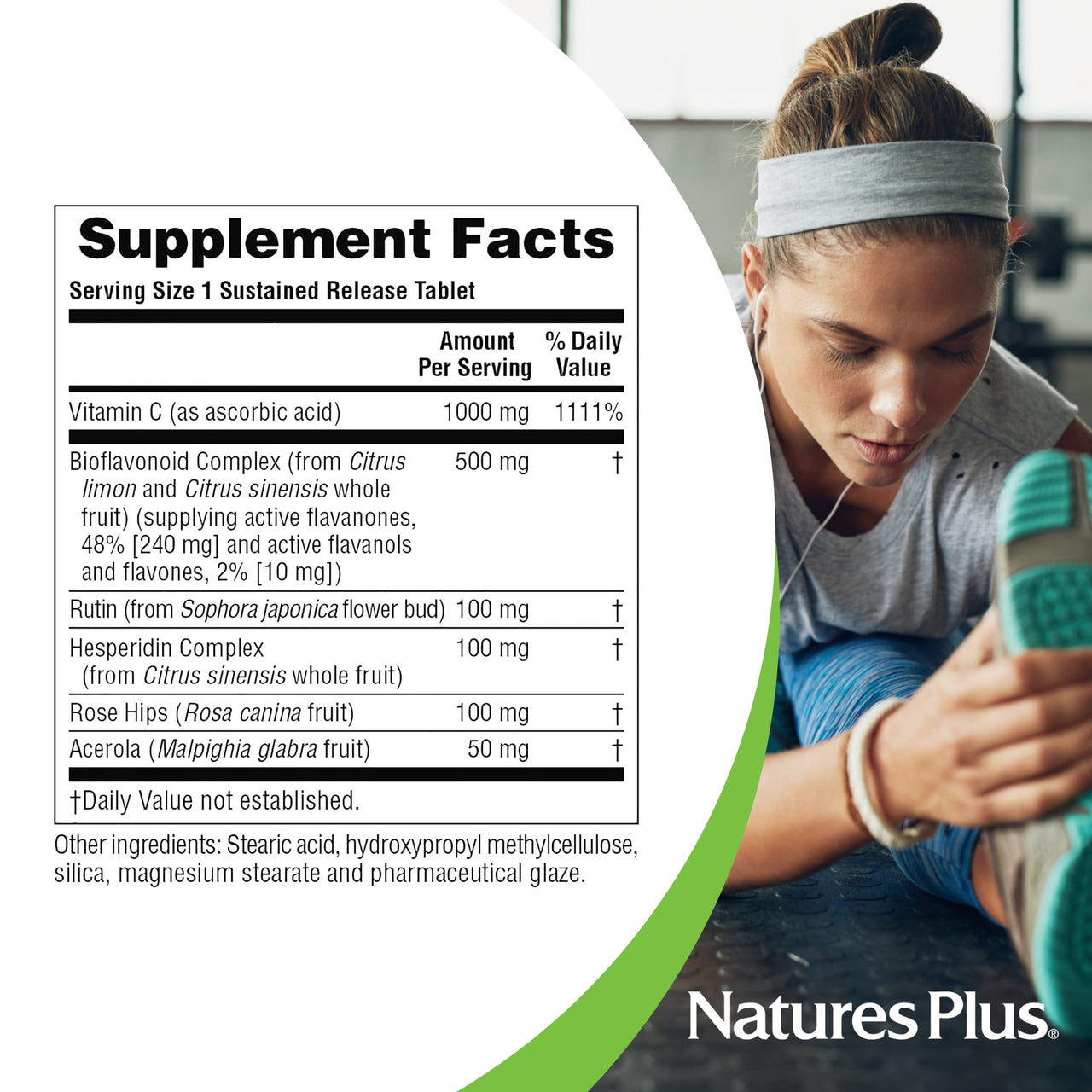 NaturesPlus Super C Complex, Sustained Release - 180 Tablets - 1000mg Vitamin C + 500mg Bioflavonoids - Vegetarian, Gluten Free - 180 Servings