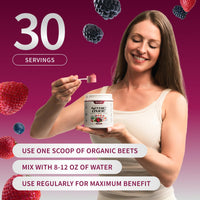 Thumbnail for Snap Supplements Organic Beet Root Powder Nitric Oxide Supplement for Men & Women, Red Spinach & Pomegranate, Supports Healthy Energy & Blood Pressure Already in Normal Range, 30 Servings, Mixed Berry