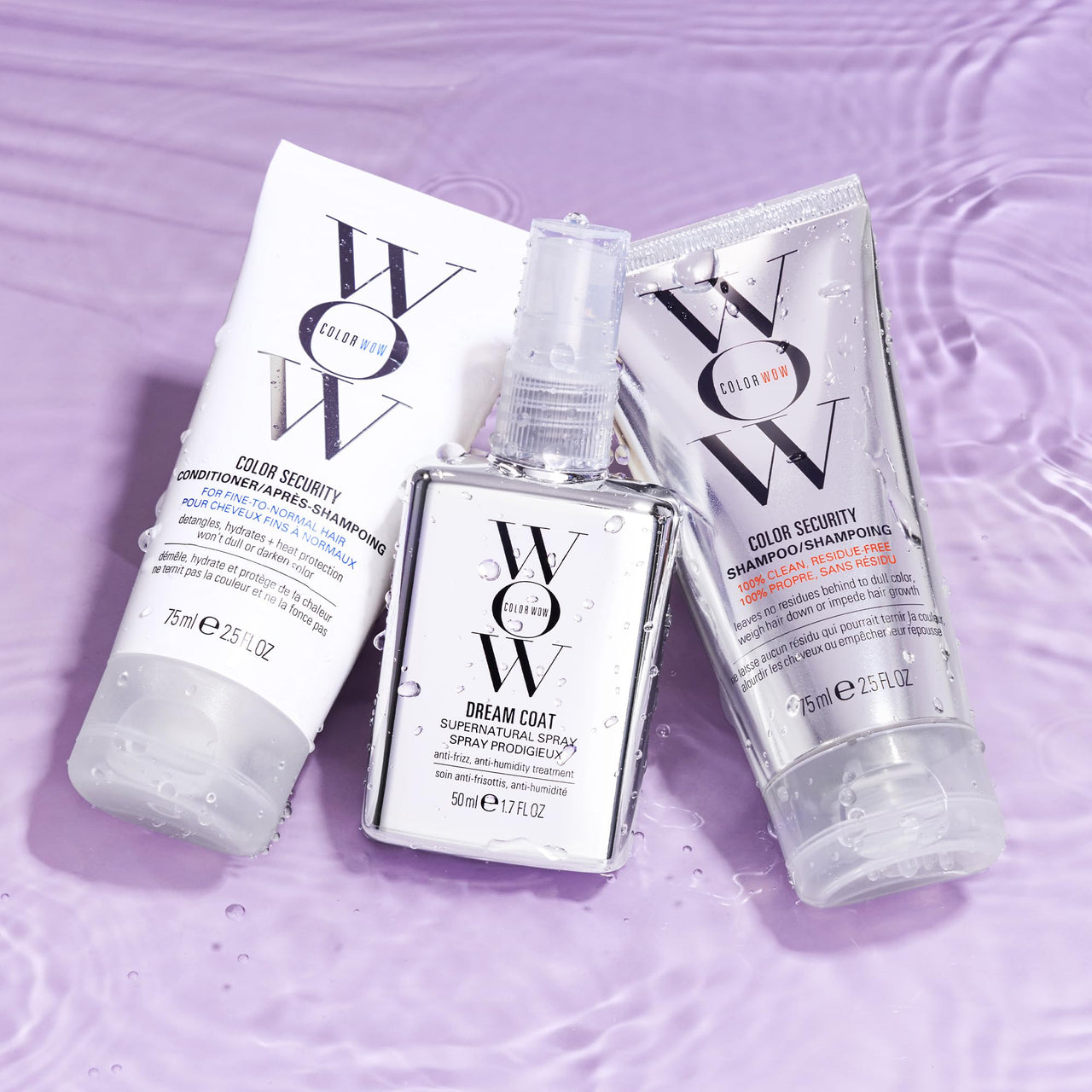 COLOR WOW Dream Smooth Travel Kit – Includes Shampoo, Conditioner and Dream Coat – Get the silky, liquidy, glossy texture of your dreams and defy humidity for days, everywhere you go