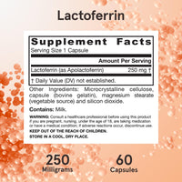 Thumbnail for Jarrow Formulas Lactoferrin Supplements 250 mg - Immune-Supporting Glycoprotein for Healthy Immune System Support & Iron Absorption - Freeze Dried, Gluten Free, Non-GMO - 60 Capsules (Servings)