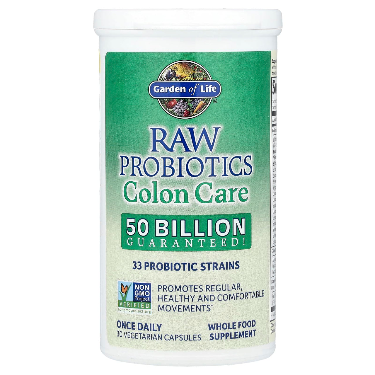 Garden of Life Probiotics for Women and Men - Raw Probiotics Colon Care 50 Billion CFU and Enzymes, Shelf Stable Once Daily Acidophilus Probiotic for Regularity and Immune Health Support, 30 Capsules