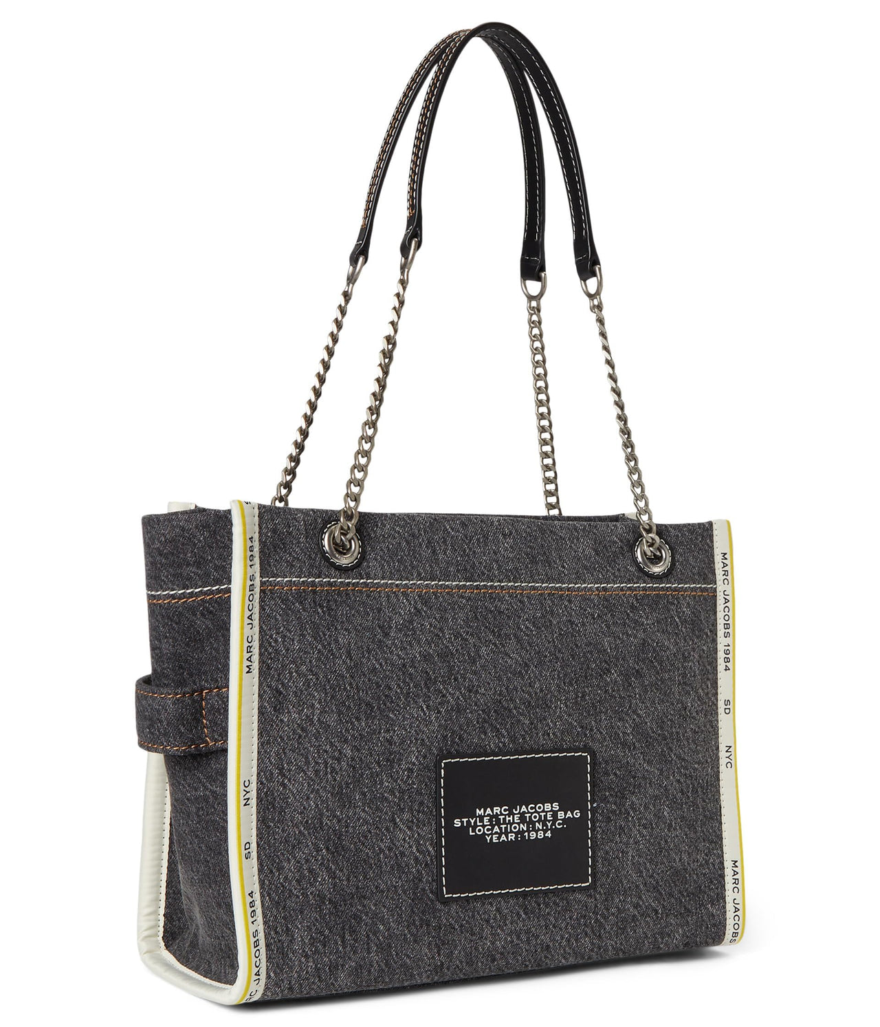 Marc Jacobs Womens The Denim Chain Medium Tote Bag Black Wash Onesize
