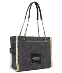 Thumbnail for Marc Jacobs Womens The Denim Chain Medium Tote Bag Black Wash Onesize