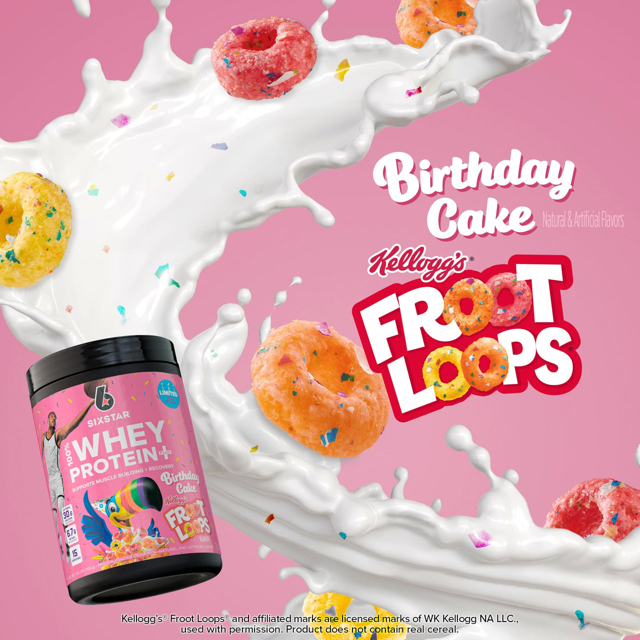 Six Star Whey Protein Powder Plus | Muscle Building & Recovery Plus Immune Support | Muscle Builder for Men & Women | Kellogg’s Froot Loops Birthday Cake Flavor | 1.5lb