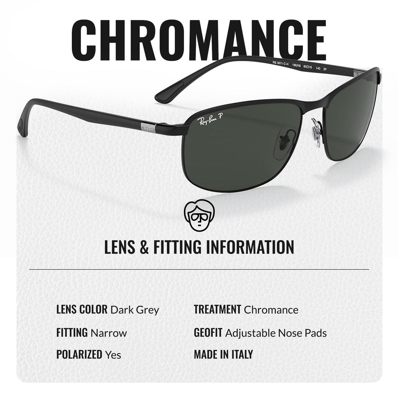 Ray-Ban RB3671CH CHROMANCE POLARIZED Square-Round Shaped Sunglasses for Men & Women – Includes Official Rayban Eyewear Kit – Ideal Formal & Casual Wear Sunglasses – Dark Grey Chromance Lens