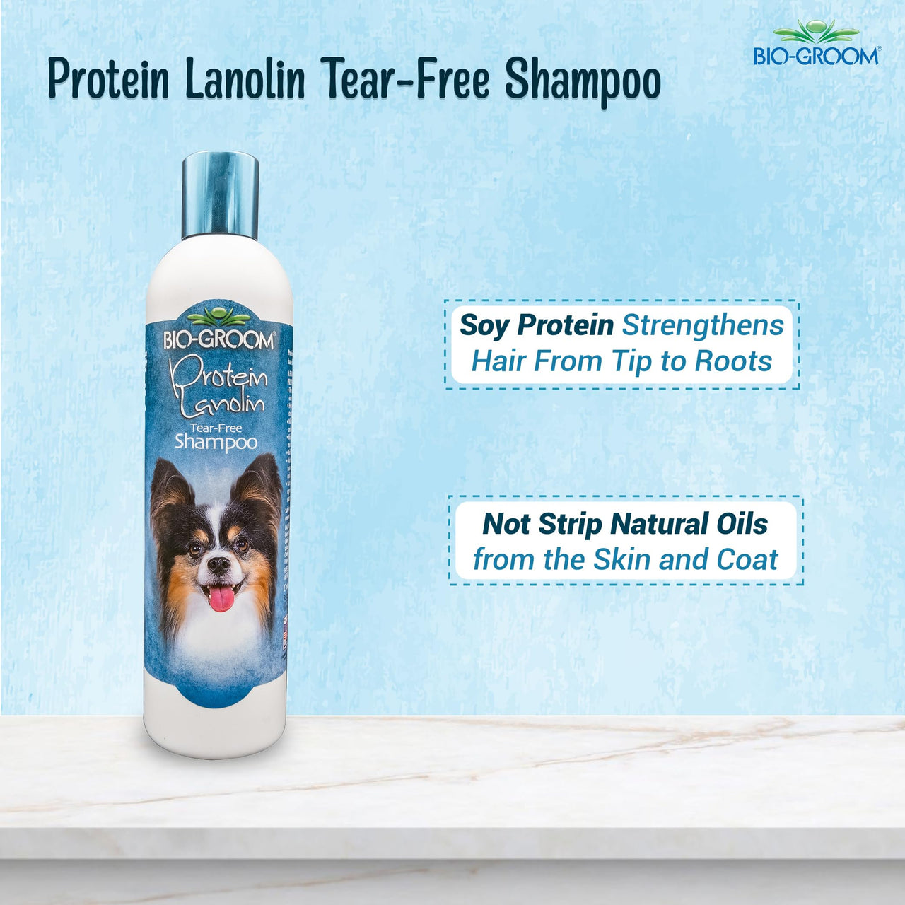 Bio-Groom Protein Lanolin Dog Shampoo – Tear-Free Pet Shampoo, Dog Bathing Supplies, Puppy Wash, Cat & Dog Grooming Supplies, Cruelty-Free, Made in USA, Tearless Dog Products – 12 fl oz 1-Pack
