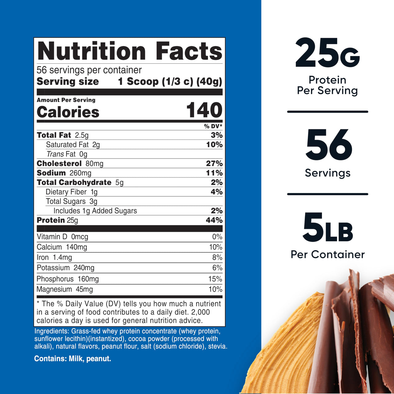 Nutricost Grass-Fed Whey Protein Concentrate (Chocolate Peanut Butter) 5LBS