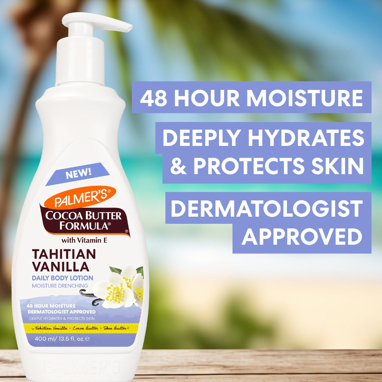 Palmer's Cocoa Butter Formula Tahitian Vanilla Body Lotion, 13.5 Oz, Daily Moisturizing Lotion for Dry Skin with Shea Butter & Vitamin E, Hydrates & Protects, Helps Provide 48-Hour Deep Moisture