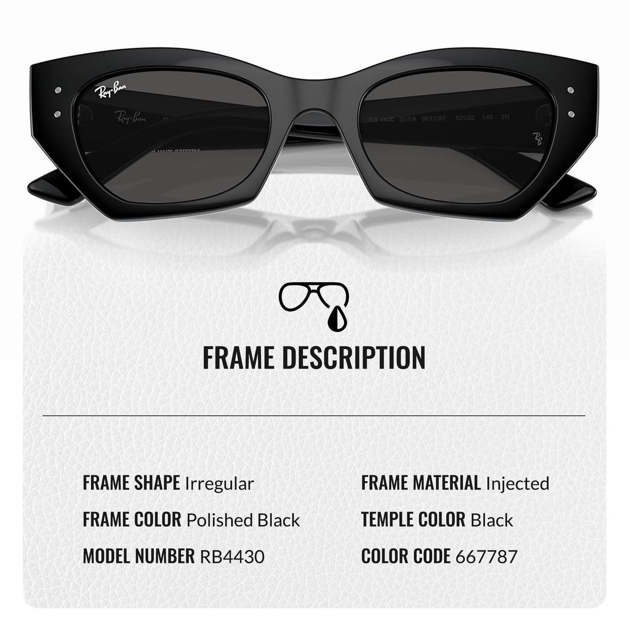 Ray-Ban RB4430 Zena Bio-Based Sunglasses for Men and Women- Timeless Classic Sun Glasses with Modern Elegance - Premium UV Protection & Classic Lenses - Designer Men's and Women's Sunglasses