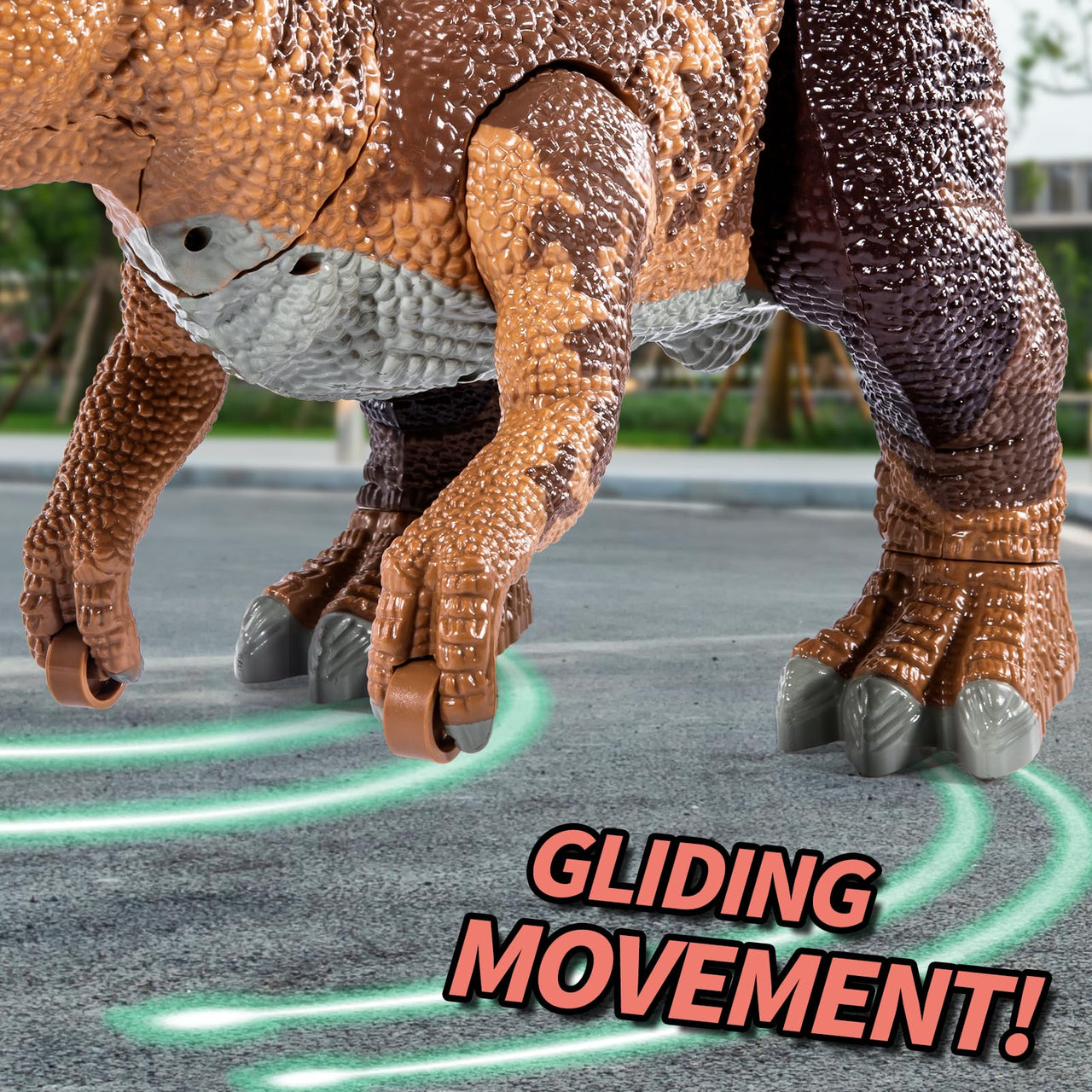 BLmukce 24" Large Dinosaur Toys for Kids 3-5, Big Dinosaur Tyrannosaurus rex Figure Toy with 10+ Dinosaurs Belly Storage, Gliding Wheels, Lights Sounds & Mist Spray – T-Rex that eats Toy for Boys Gift