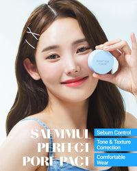 Thumbnail for THESAEM Saemmul Perfect Pore Pact - Sebum Control Face Powder for Oil Absorption & Makeup Setting - Pore Blurring Pressed Compact Smooth Matte Finish - Korean Makeup Finishing Powder, 0.37 oz.