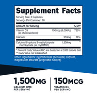 Thumbnail for Nutricost HMB (1500mg) and Vitamin D3 (6000 IU) Supplement - 240 Capsules, 80 Servings - Gluten Free and Non-GMO