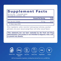 Thumbnail for Pure Encapsulations Zinc Chewables | Supplement for Immune System Support, Growth and Development, and Wound Healing* | 100 Chewable Tablets | Natural Orange Flavor
