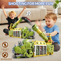 Thumbnail for BYFWH Foldable Triceratops Truck Toy, Ejection Shooting with Storage Bay Compact Foldable Design with Shooting Launcher, 10 Cars & 12 Soft Balls, Fun for Boys & Girls 3-12