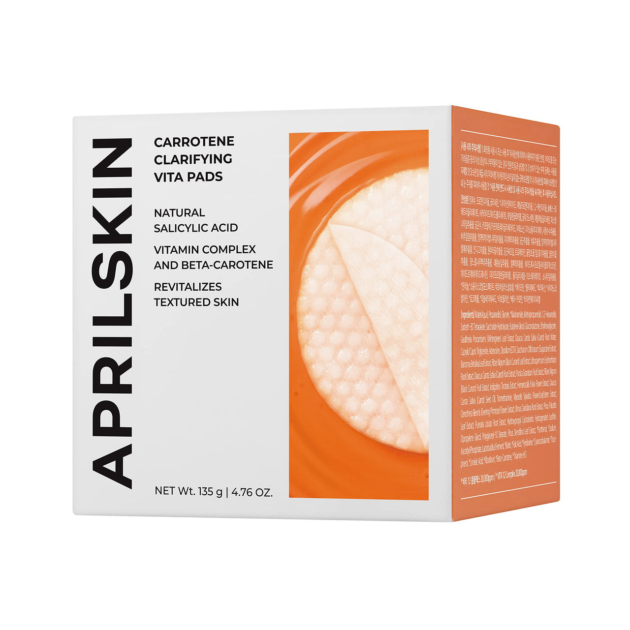 APRILSKIN Carrotene Clarifying Pads | Oily, sensitive, acne-prone skin | Vegan, Cruelty-Free, exfoliating, fights acne & pore-tightening | 60 Pads | No sulfates and Artificial Fragrance