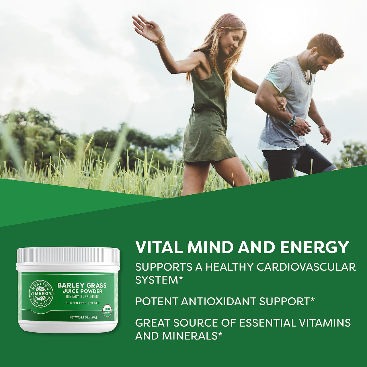 Vimergy Wild Blueberry Powder (120g) & Barley Grass Juice Powder (120g) Bundle