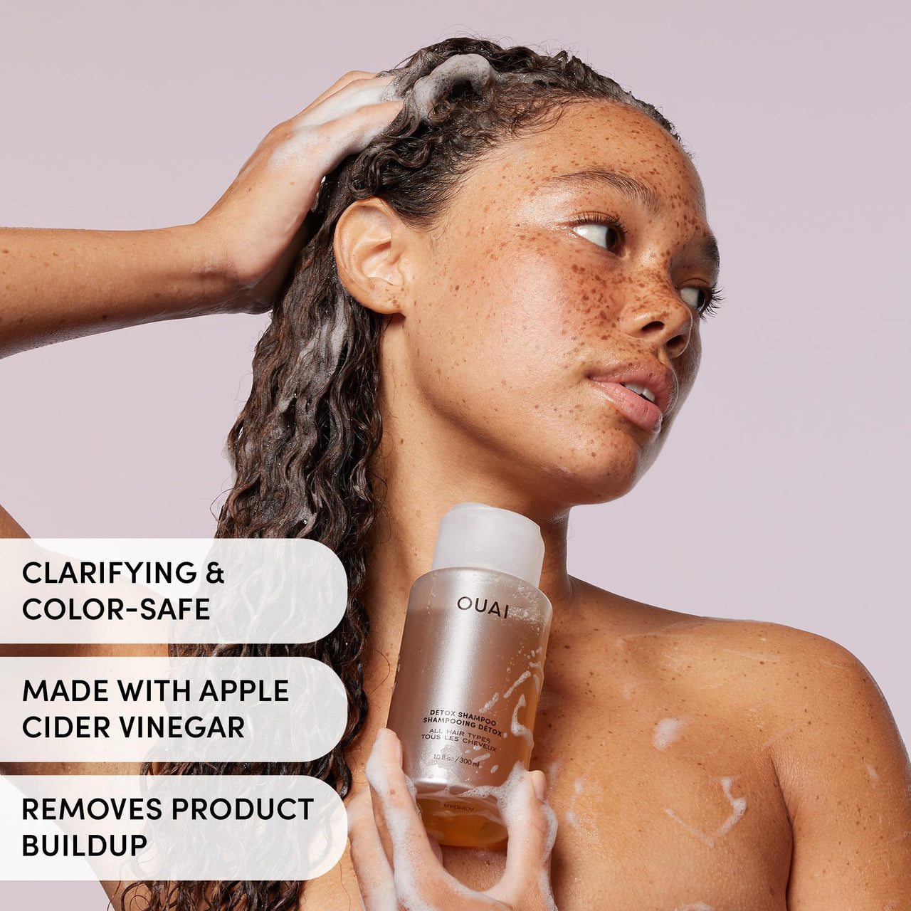 OUAI Detox Shampoo (10 fl oz) & Anti-Dandruff Deluxe Size (1 fl oz) Bundle - Soothing, Clarifying Shampoo Set for Dry, Flaky Scalp - Removes Dirt & Build Up (2 Count)