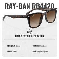 Thumbnail for Ray-Ban RB4420 Square Shaped Non-Polarized Sunglasses for Men & Women – Includes Official RAYBAN Eyewear Kit – Ideal Formal & Casual Wear Sunglasses – Brown Lens