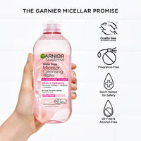 Thumbnail for Garnier Micellar Water with Rose Water and Glycerin, Hydrating Facial Cleanser & Makeup Remover, For All Skin Types, Vegan, Cruelty Free, 13.5 Fl Oz (400mL), 1 Count