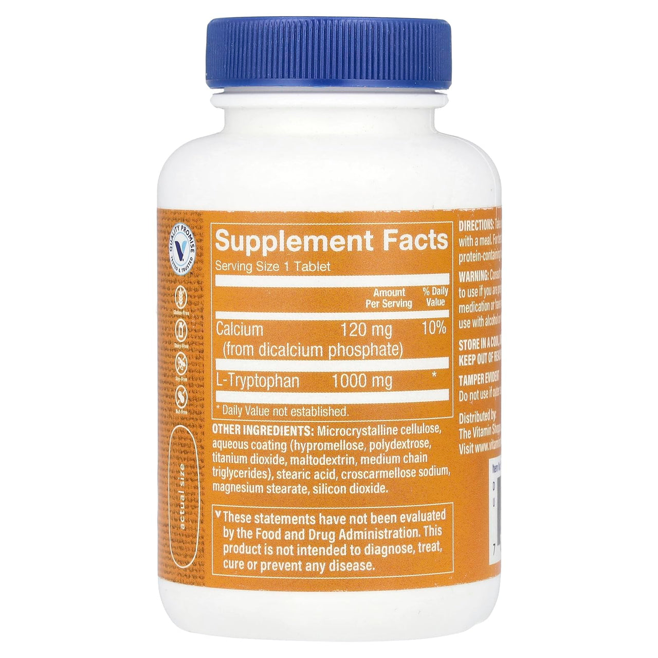 The Vitamin Shoppe L-Tryptophan 1,000MG, Supports Relaxation, Positive Mood & Sleep (60 Tablets)