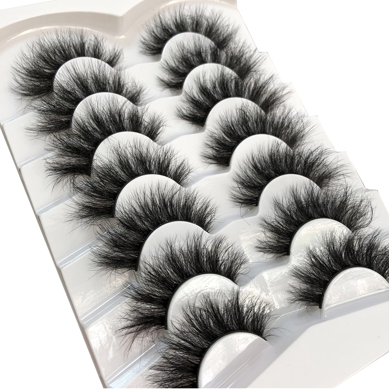 Pooplunch False Eyelashes Faux Mink Lashes Cat-Eye Look 18MM Wispy Long 8D Volume Fake Eyelash Strips 7 Pairs Pack