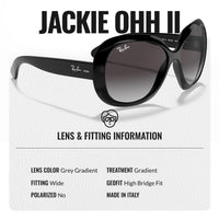 Thumbnail for Ray-Ban RB4098 JACKIE OHH II Butterfly Shaped Non-Polarized Sunglasses for Women – Includes Official RAYBAN Eyewear Kit – Ideal Formal & Casual Wear Sunglasses – Grey Gradient Lens