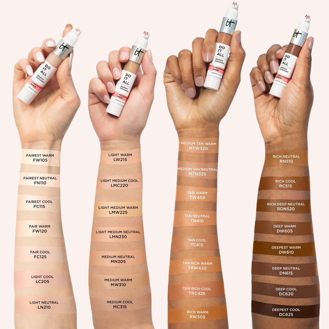 IT Cosmetics Do It All Radiant Concealer ­­– Makeup Concealer – Hydrate & Brighten – Creaseless Medium Coverage & Radiant Finish ­­– Niacinamide & Hyaluronic Acid - Medium Tan Warm, 0.2 Fl Oz