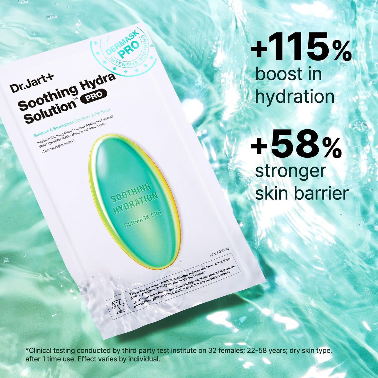 Dr.Jart+ Dermask Soothing Hydra Solution Face Mask for Visibly Irritated Skin | Sheet Mask | Korean Skin Care | Travel Size, 1 Pack