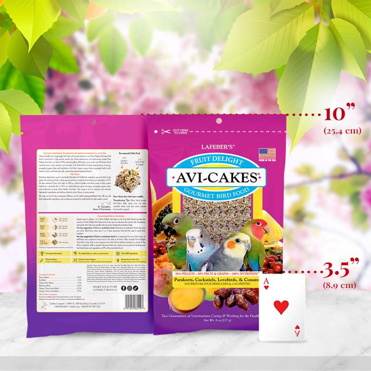 LAFEBER'S Fruit Delight Avi-Cakes Pet Bird Food, Made with Non-GMO and Human-Grade Ingredients, for Cockatiels Conures Parakeets (Budgies) Lovebirds (8 oz Pack of 1)