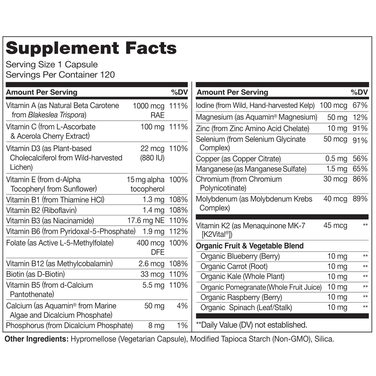 NATURELO Mens Multivitamins - One Daily Multivitamin for Men with Vitamins, Minerals & Organic Whole Foods, Boost Energy & Health, Non-GMO, 120 Vegetarian Capsules