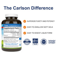 Thumbnail for Carlson - Vitamin D3 5000 IU (125 mcg), Bone Health, Muscle Health, Cholecalciferol, Vitamin D Supplements, Vitamin D3 Soft Gels, 360 Softgels