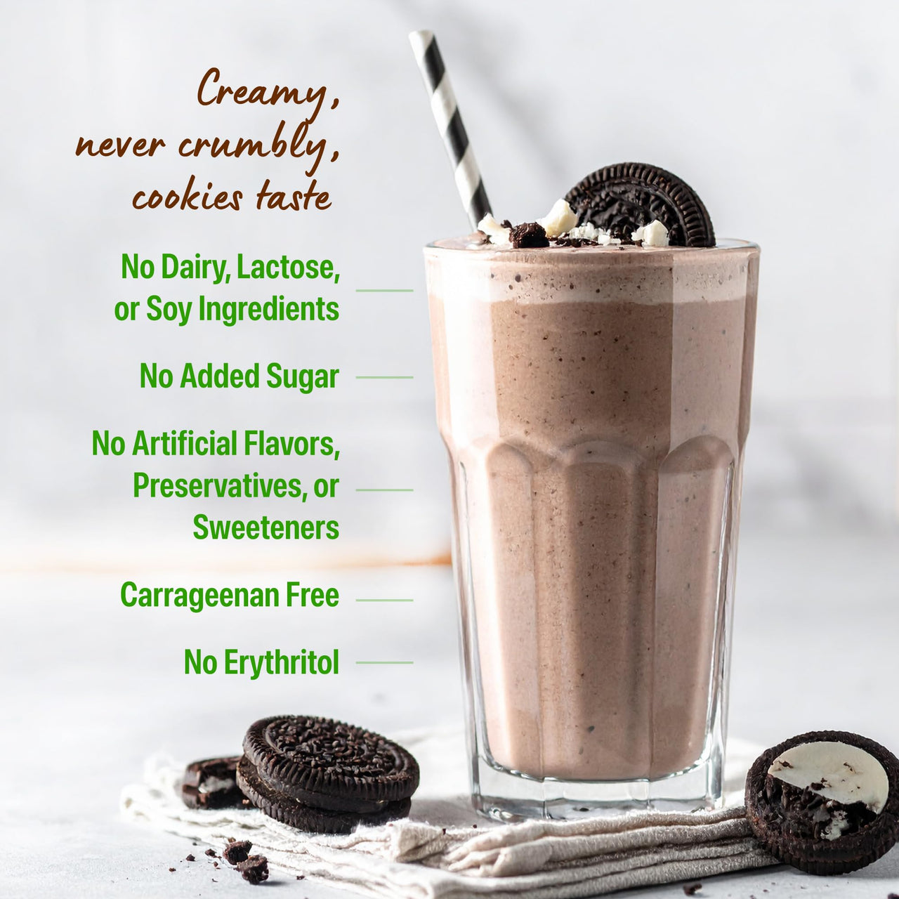 Orgain Organic Vegan Protein Powder, Cookies & Cream - 21g Plant Based Protein, 7g Prebiotic Fiber, Low Net Carb, No Lactose Ingredients, No Added Sugar, Non-GMO, For Shakes & Smoothies, 2.03 lb