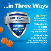 Thumbnail for Emergen-C Immune+ Triple Action Immune Support Gummies, BetaVia (R), 1000mg Vitamin C, B Vitamins, Vitamin D and Antioxidants, Super Orange, Back to School Essentials - 45 Count