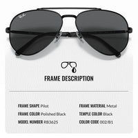 Thumbnail for Ray-Ban RB3625 New Aviator Pilot Sunglasses With Eyewear Kit Bundle - Adjustable Nose Pads - Ideal Formal and Casual Wear Retro Sunglasses