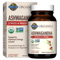 Thumbnail for Garden of Life Organic Ashwagandha Supplement with Probiotics & Ginger - Stress, Mood & Energy Support, Vegan, Gluten Free, Non GMO, 2 Month Supply, 60 Tablets