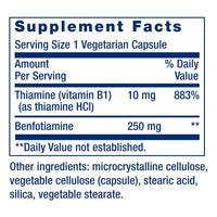Thumbnail for Life Extension Mega Benfotiamine, 250 mg, a fat-soluble form of thiamine, healthy metabolism, ultra-bioavailable vitamin B1, high potency, gluten-free, non-GMO, vegetarian, 120 capsules