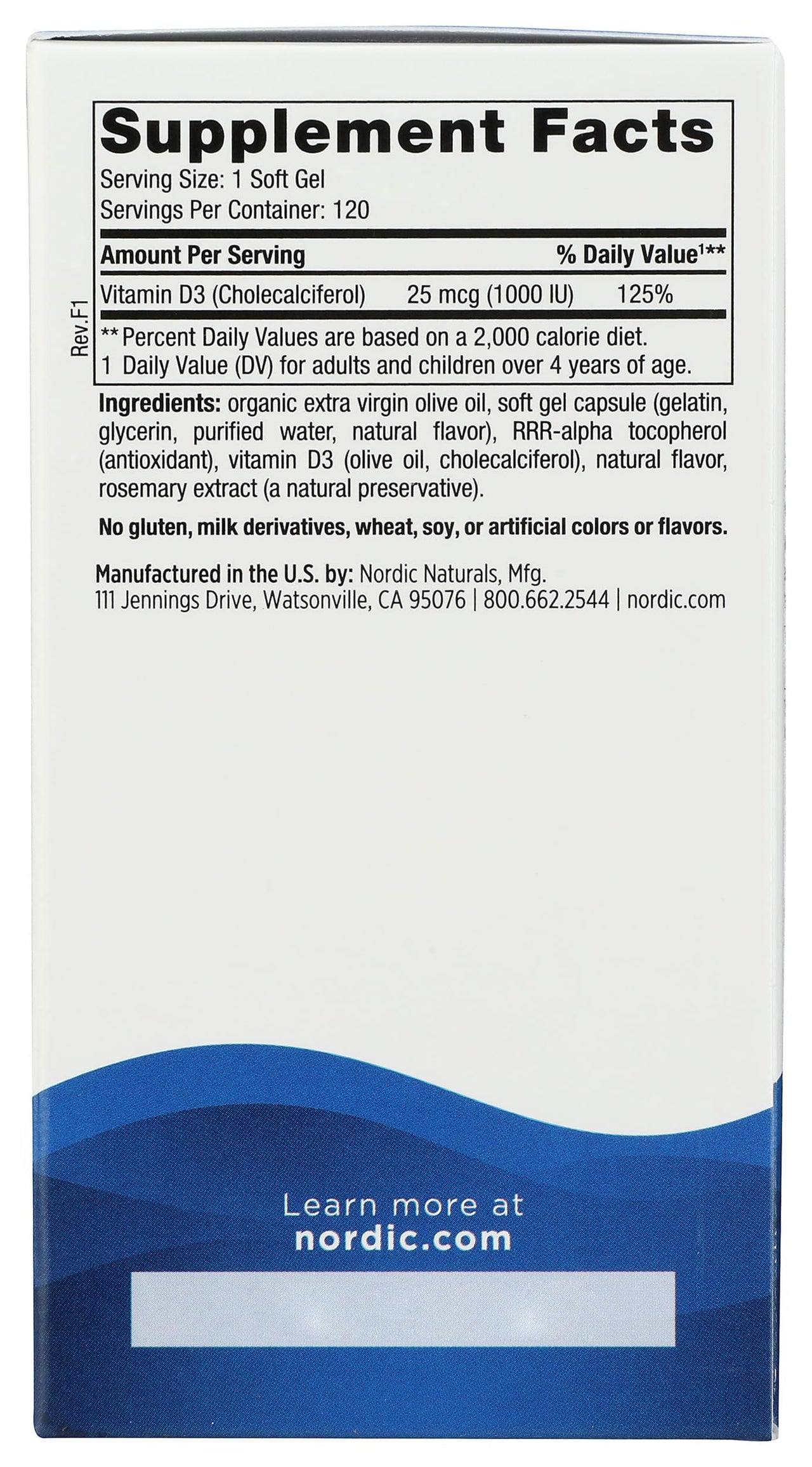 Nordic Naturals, Vitamin D3 1000 IU, 120 Count