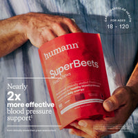 Thumbnail for Humann SuperBeets Heart Chews, Nitric Oxide and Blood Pressure Support, Grape Seed Extract & Non-GMO Beet Root Powder Energy Supplement, Pomegranate Berry Flavor, 60 Count