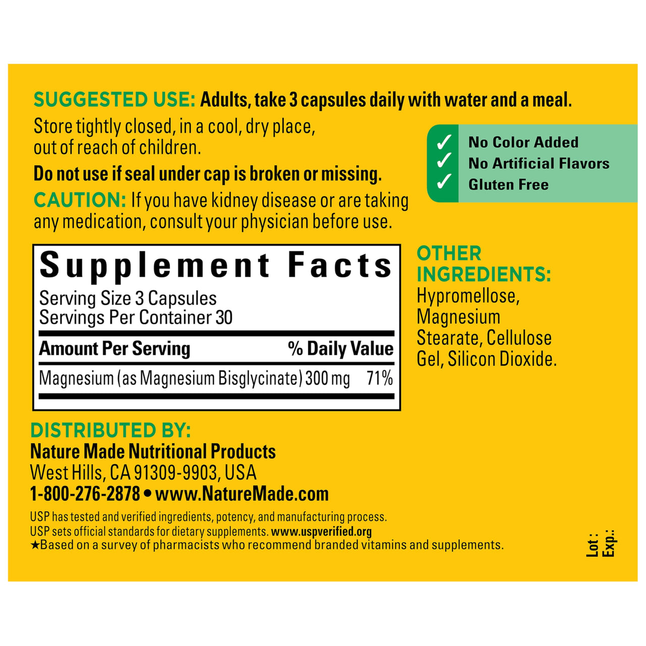 Nature Made High Absorption Magnesium Glycinate 300mg per 3 Capsules, Magnesium Supplement for Muscle, Heart, Nerve and Bone Support, 90 Magnesium Bisglycinate Capsules, 30 Day Supply