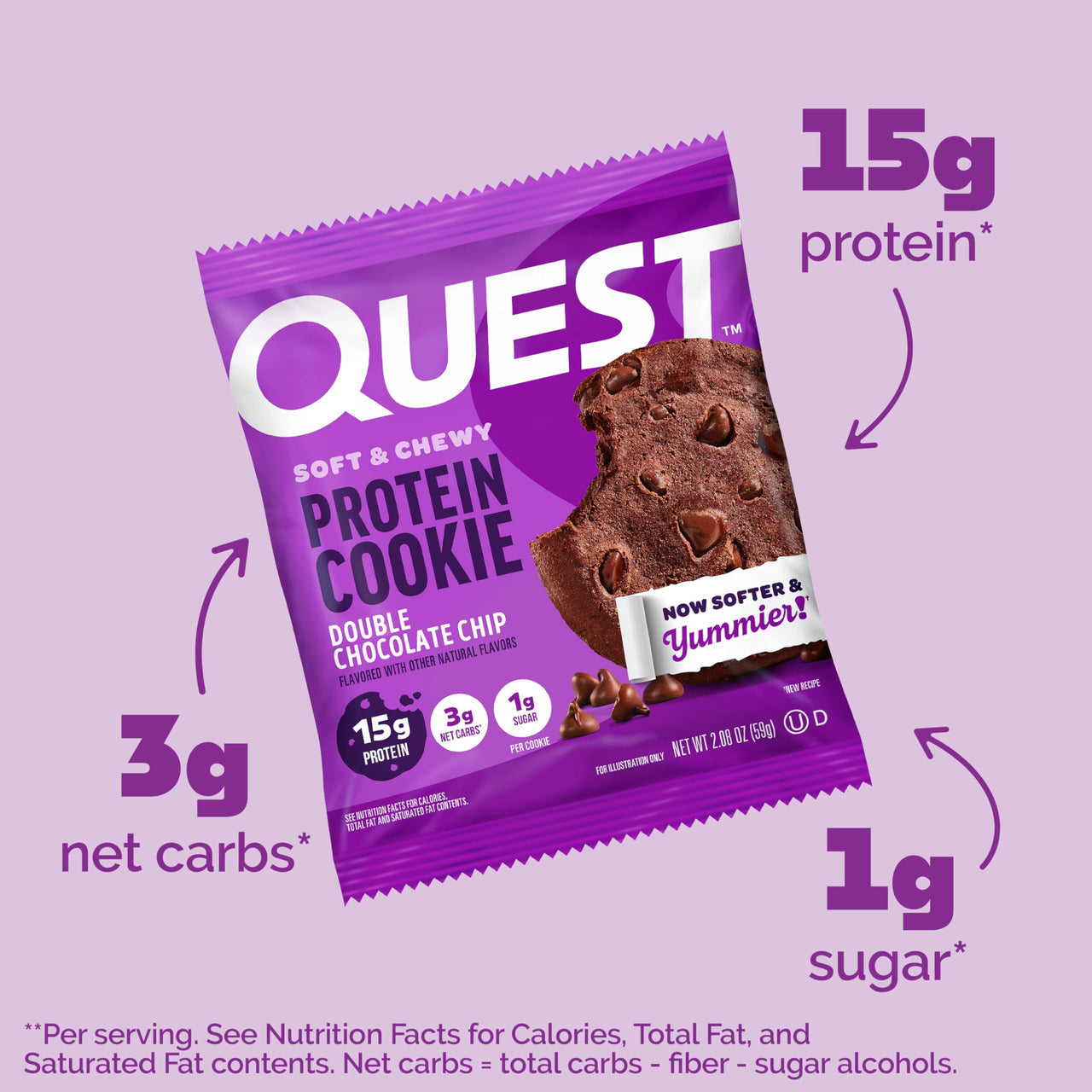 Quest Soft & Chewy Protein Cookie - Double Chocolate Chip (12 Cookies)