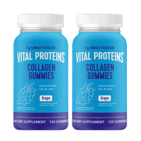 Thumbnail for Vital Proteins Collagen Gummies, 2.5g of Clinically-Tested Collagen for Hair, Skin, Nails & Wrinkles, 120 ct Bottle, Pack of 2, Grape Flavor