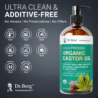 Thumbnail for Dr. Berg Organic Castor Oil – 16 fl oz Cold-Pressed Oil – Pure, Unrefined, Single Ingredient – Sourced in India, Bottled in USA – Lab Tested, USDA Organic, Glass Bottle