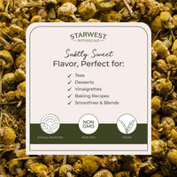 Thumbnail for Starwest Botanicals Organic Chamomile Flowers Whole - Dried Loose Leaf Herb for Tea, Herbal Lotions, & Baking, Sourced from Egypt, Certified Kosher, Non-GMO - Bulk 1 lb Bag