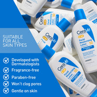 Thumbnail for CeraVe AM Facial Moisturizing Lotion SPF 50, Face Moisturizer with SPF, Hyaluronic Acid, Niacinamide & Ceramides, Non-Greasy, Blends Seamlessly With No White Cast, Non Comedogenic Sunscreen, 3 Oz