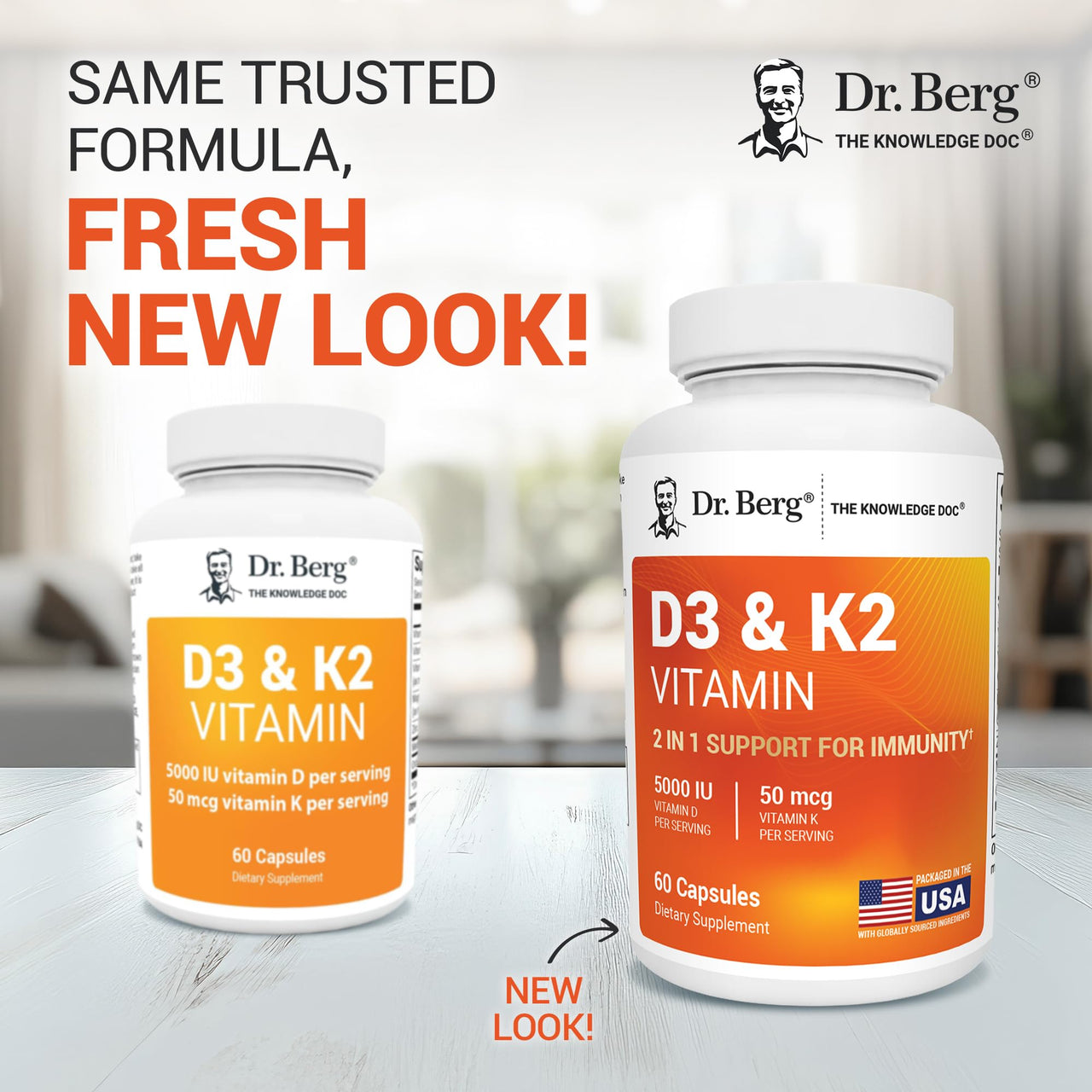 Dr. Berg Vitamin D3 & K2 5,000 IU + MK-7 – 60 Capsules – Immune, Bone & Heart Support* Supplement w/Magnesium, Zinc, B6 – 4X Lab-Tested – No Fillers – Non-GMO, cGMP, Formulated in USA