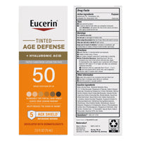 Thumbnail for Eucerin Sun Tinted Age Defense SPF 50 Face Sunscreen Lotion with Hyaluronic Acid, Skin Care Gifts for Mom, Hypoallergenic, Non-Comedogenic, Free of Fragrance, Oxybenzone & Octinoxate, 2.5 Fl Oz Bottle