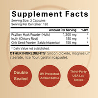 Thumbnail for NatureBell Psyllium Husk Fiber Supplement, 1,500mg Per Serving, 360 Capsules | with Inulin & Chia Seed | Organic Soluble Fiber for Digestive & Gut Health | Plant-Based, Non-GMO, Gluten-Free