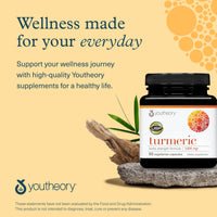 Thumbnail for Youtheory Turmeric Extra Strength - 1,000 mg - Supports Brain, Muscle & Joint Health* - Contains Bioenhancers, Curcuminoids & Herbal Extracts - USP Verified - 60 Vegetarian Capsules (30-Day Supply)